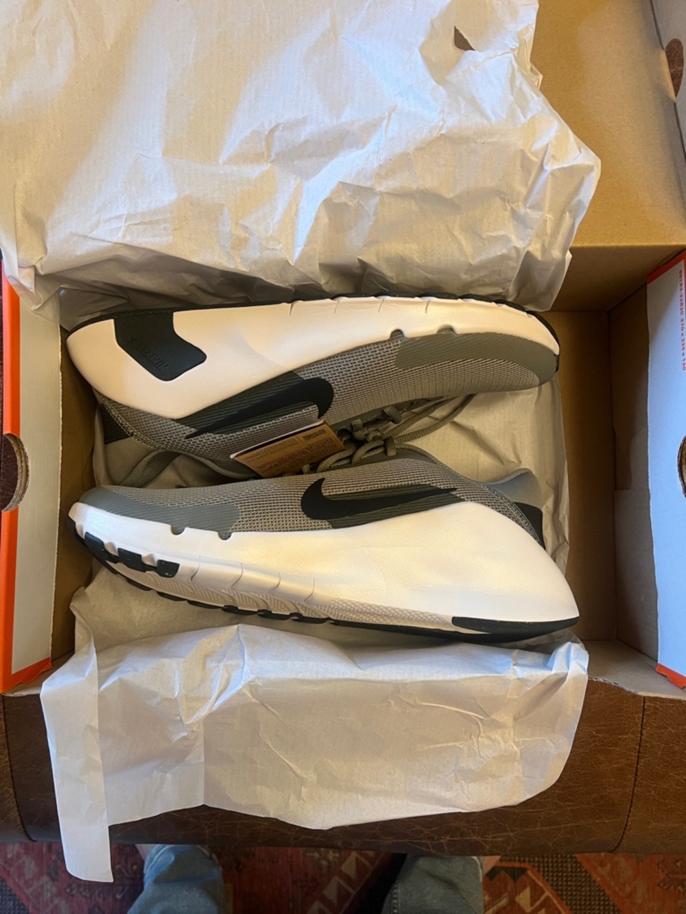 Nike Olive Gray and White Men's Athletic Sneakers